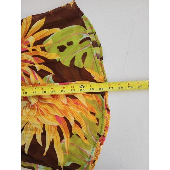 Body By Victoria Secrets Shirt Medium Brown Yellow Silk Floral Button Top Groovy - Picture 13 of 15